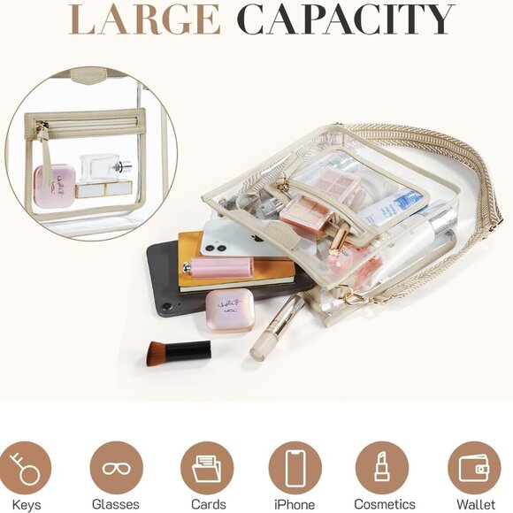 Clear Crossbody Bags for Women Stadium Approved Clear Purse for Concert Transpar - Picture 3 of 8